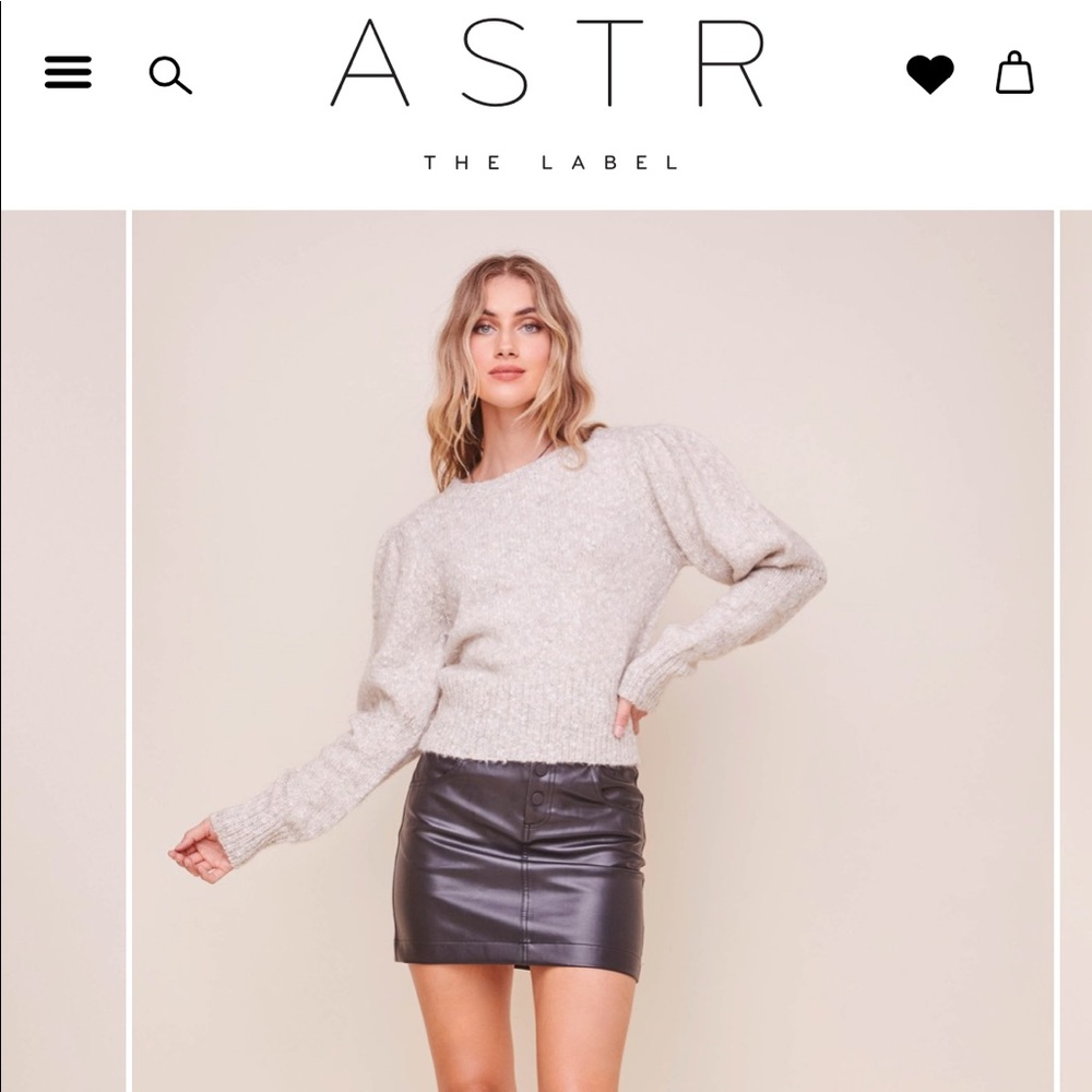 Astr The Label Bexley Puff Sleeve Sweater Sz L NWT